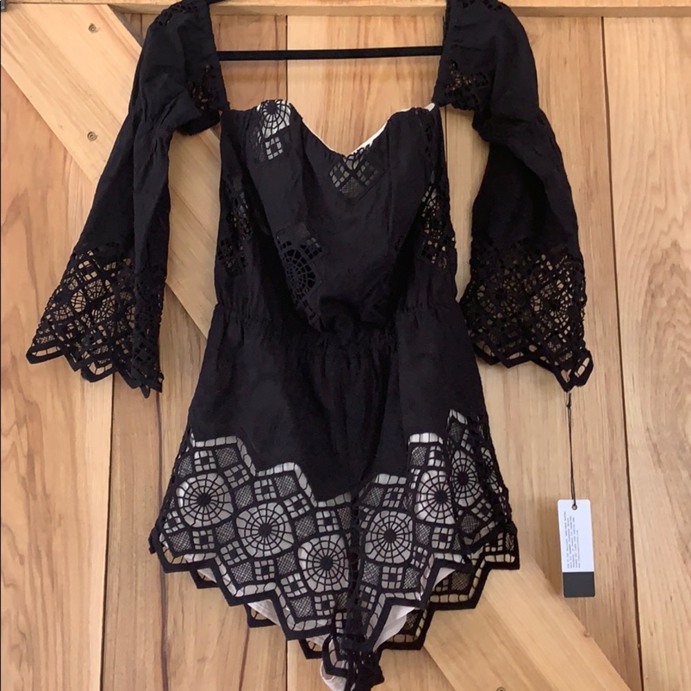 black off shoulder romper